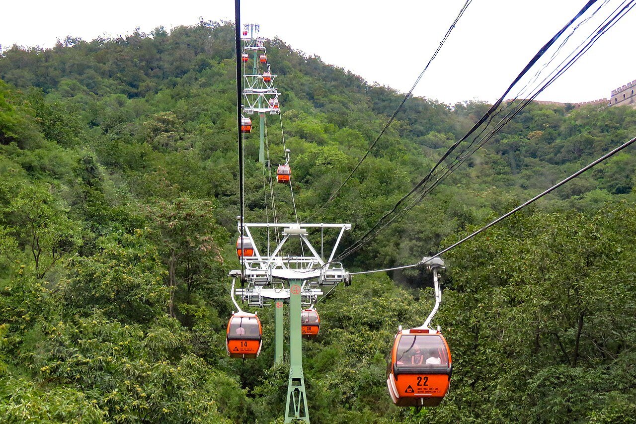 Mutianyu Great Wall passenger cable car gondola ascending to watchtowers