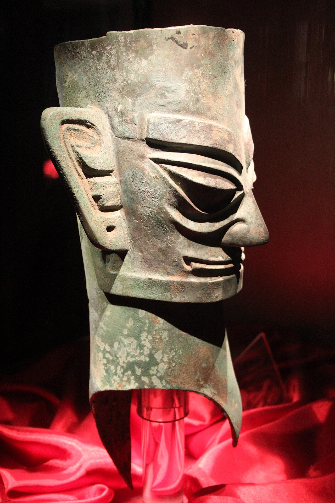 Mysterious bronze mask from the ancient Shu civilization at Sanxingdui Museum near Chengdu
