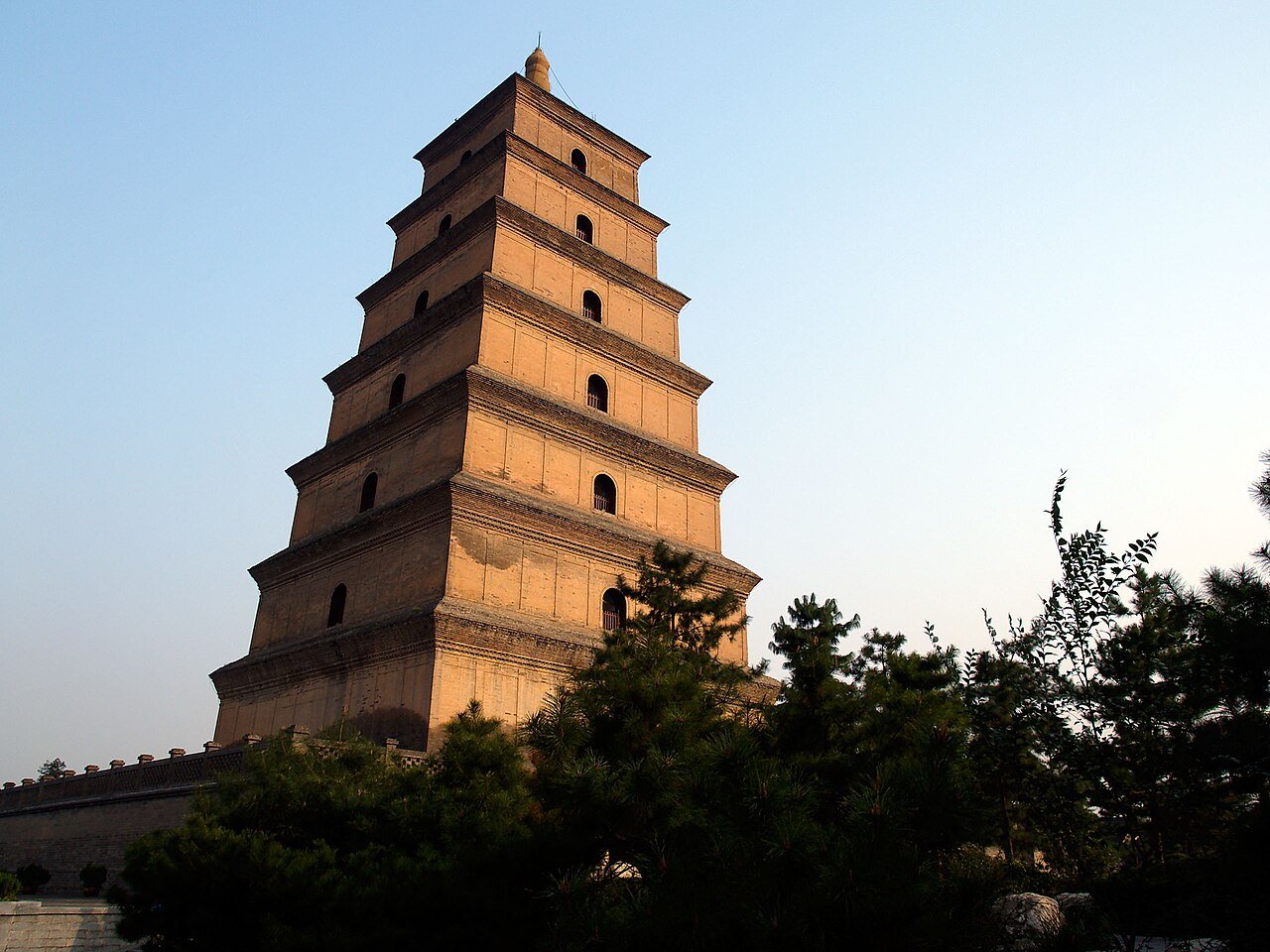 Ancient brick Giant Wild Goose Pagoda built during the Tang Dynasty in Xi’an