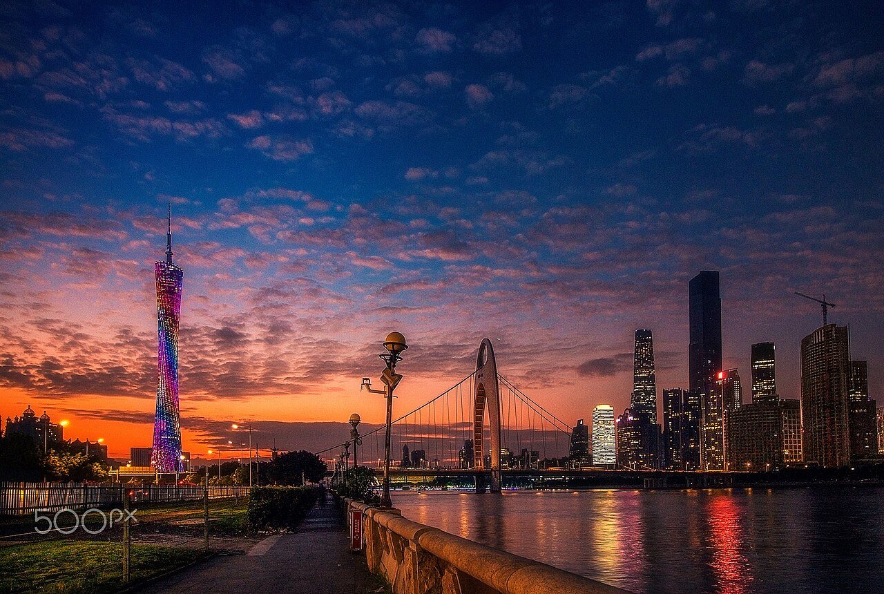 Area photo: Zhujiang New Town IFC tower and modern Pearl River CBD skyline in Guangzhou